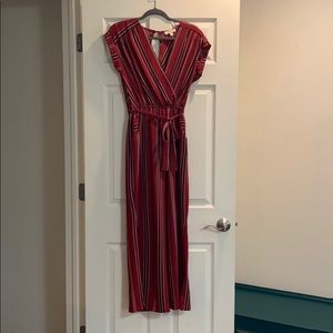 Red and black striped jumpsuit